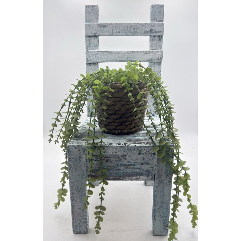 plant stand small wooden chair boho distressed rustic doll size